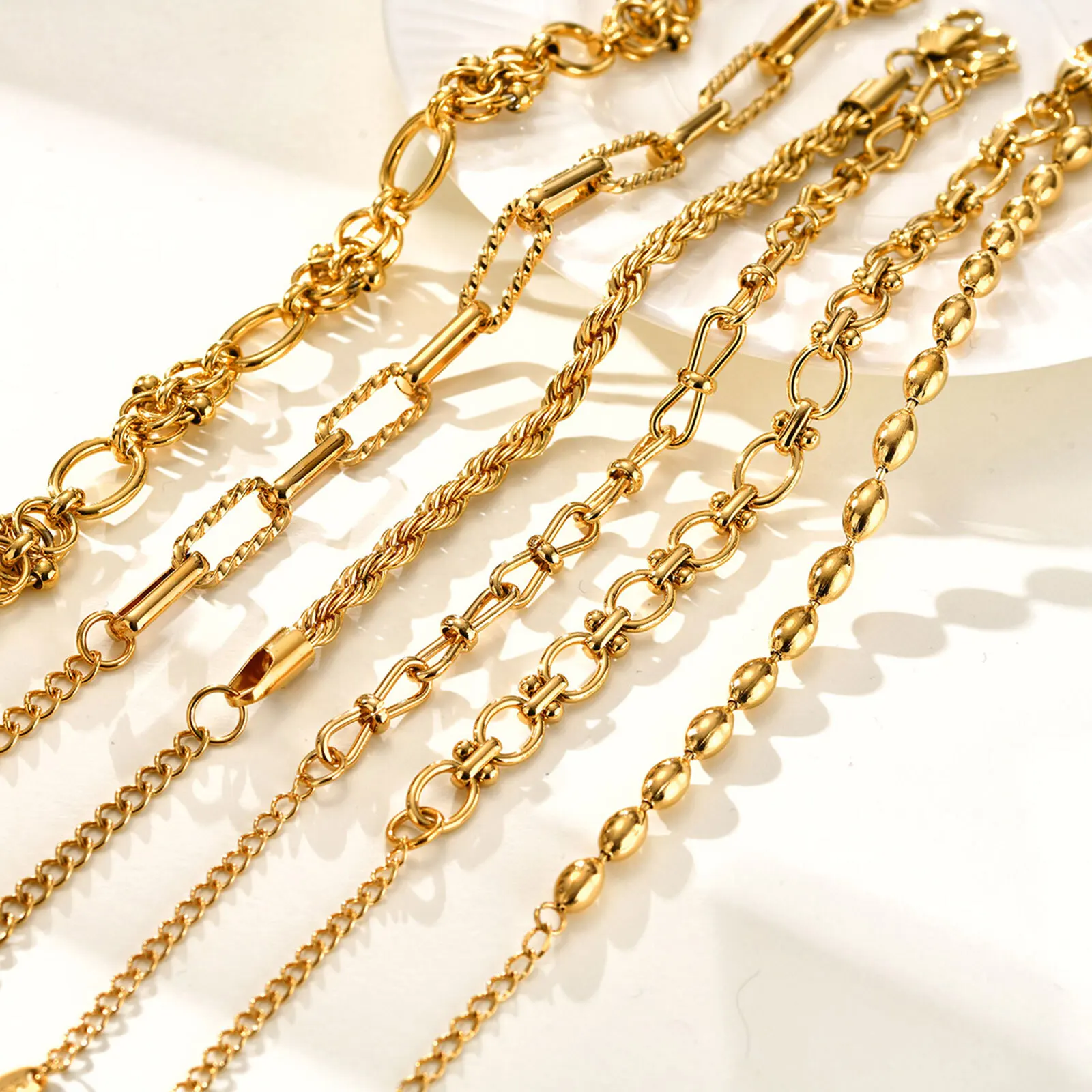 Chunky Stainless Steel Link Chain Bracelet For Woman, Gold Plated Layering Bracelets Wristband Waterproof Jewelry - Image 3
