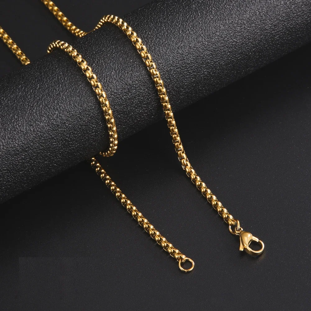 Skyrim Fashion Long Box Chain Necklace Stainless Steel Basic Punk 2-7mm Thick Chains Jewelry Gift for Men Women Wholesale - Image 4