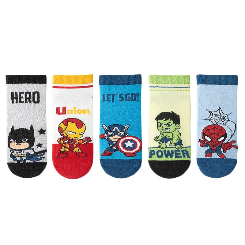 5 Pairs Spiderman Cotton Children's Socks iron Man Hulk Thor Anime kids Boys Short Socks Cartoon Baby Spring Summer Sock Y - Image 5