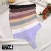 4Pcs Women Seamless Thongs Sexy Breathable Panties Low-Waist Solid Underwear Female Stretch G-string Invisible T-Back Lingerie