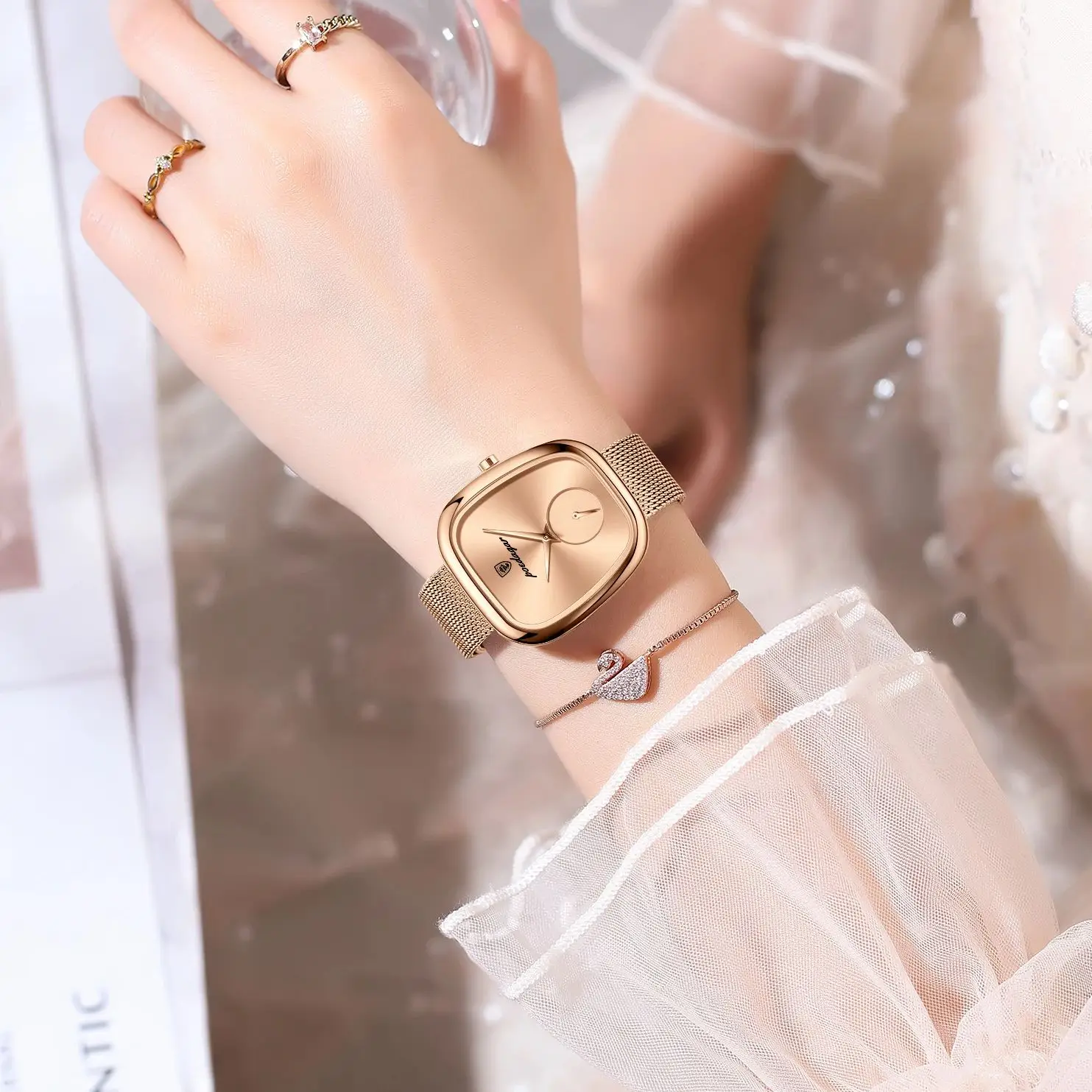 POEDAGAR Luxury Fashion Elegant Ladies Watch Waterproof Watch for Woman Mesh Stainless Steel Quartz Women's Watches Female Reloj - Image 5