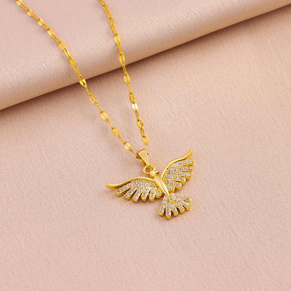 New Sparkly 18K Gold Plated Vintage Phoenix Pendant Necklaces For Women Retro Style Female Daily Wear Stainless Steel Neck Chain - Image 3