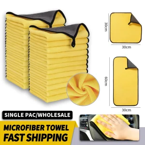 3/5/10Pcs Car Wash Microfiber Towel 30×30/60CM Car Cleaning Drying Cloth Hemming Car Care Cloth Detailing Car Wash Towel