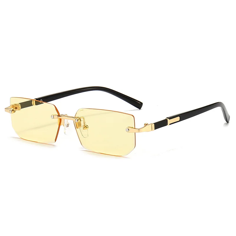 Rimless Sunglasses Rectangle Fashion Popular Women Men Shades Small Square Sun Glasses For Female Male Summer Traveling Oculos - Image 4
