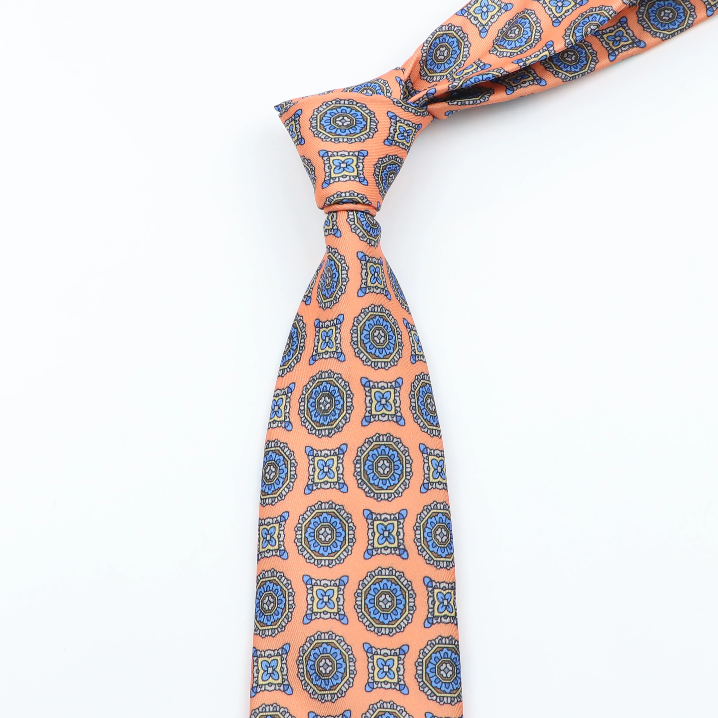 Men's Fashion Silk Tie 7.5cm Soft Novelty Necktie Blue Green Orange Color Ties For Men Dot Floral Bowtie Wedding Business Gift - Image 2