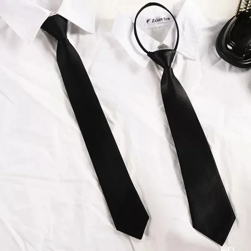Unisex Black Simple Clip on Tie Security Tie Uniform Shirt Suit Neckties Steward Matte Funeral Lazy Neck Ties Students - Image 4