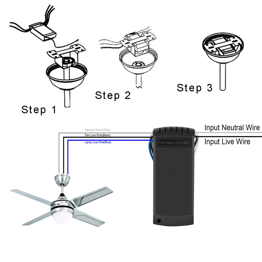 New Universal Ceiling Fan Lamp Remote Control Kit AC 110-240V Timing Control Switch Adjusted Wind Speed Transmitter Receiver - Image 3