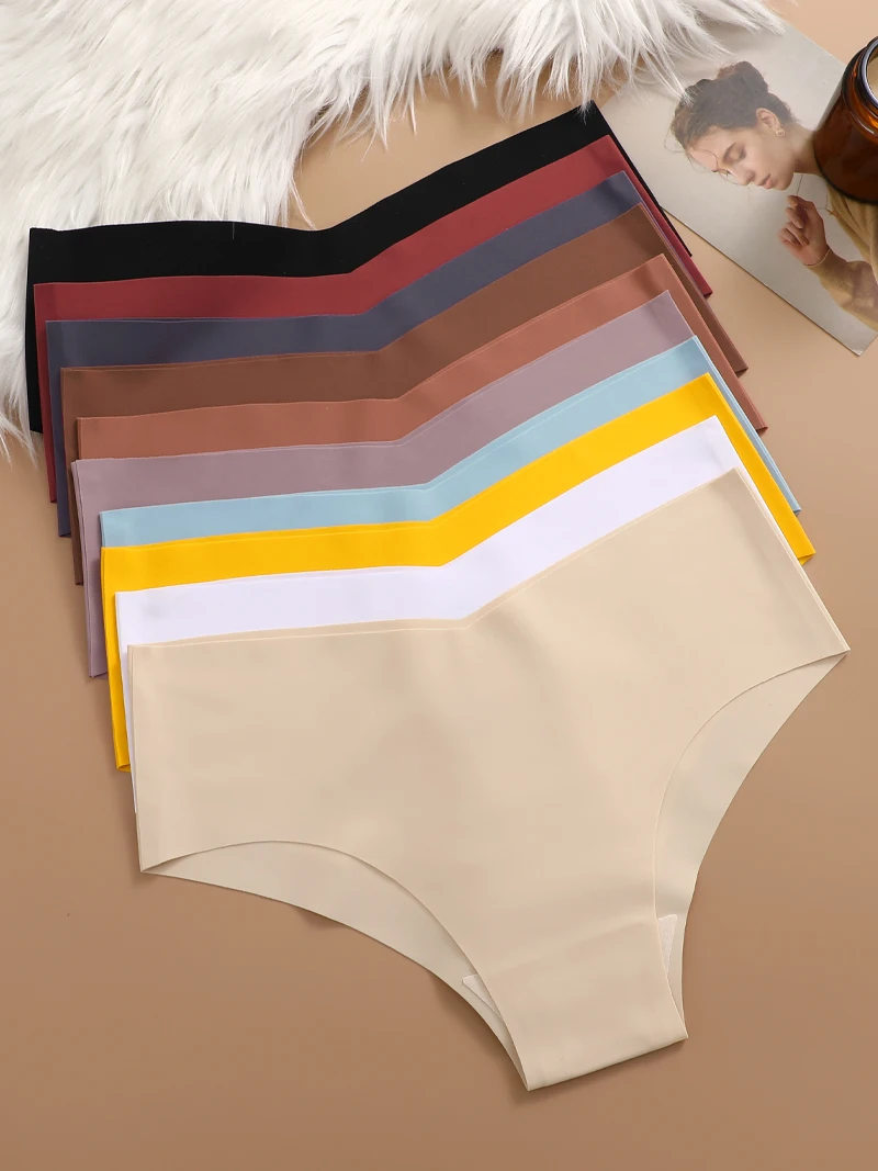 FINETOO 7PCS Women Ultra-thin Underpants Panties Seamless Briefs Sexy V-Waist Cozy Stretch Lingerie Female Solid Color Intimates - Image 2
