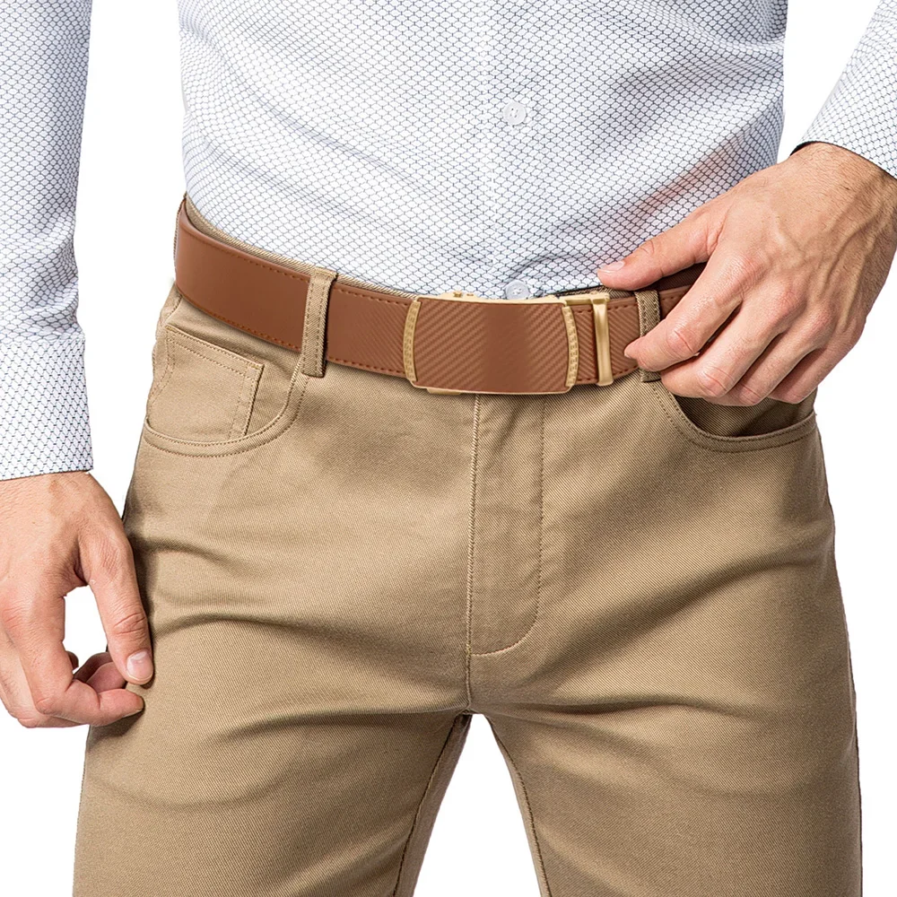 Men Belts Leather Waist Strap Male Automatic Buckle Waistband Mens High Quality Girdle Belts for Women Men Gifts 105 115 125cm - Image 3