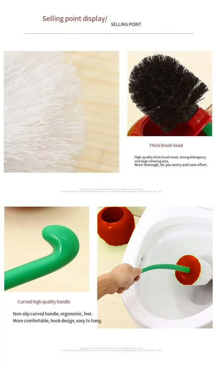 1pc Red Toilet Brush Creative Lovely Cherry Shape Lavatory Toilet Brush Holder Set Toilet Holder Bathroom Accessories - Image 3