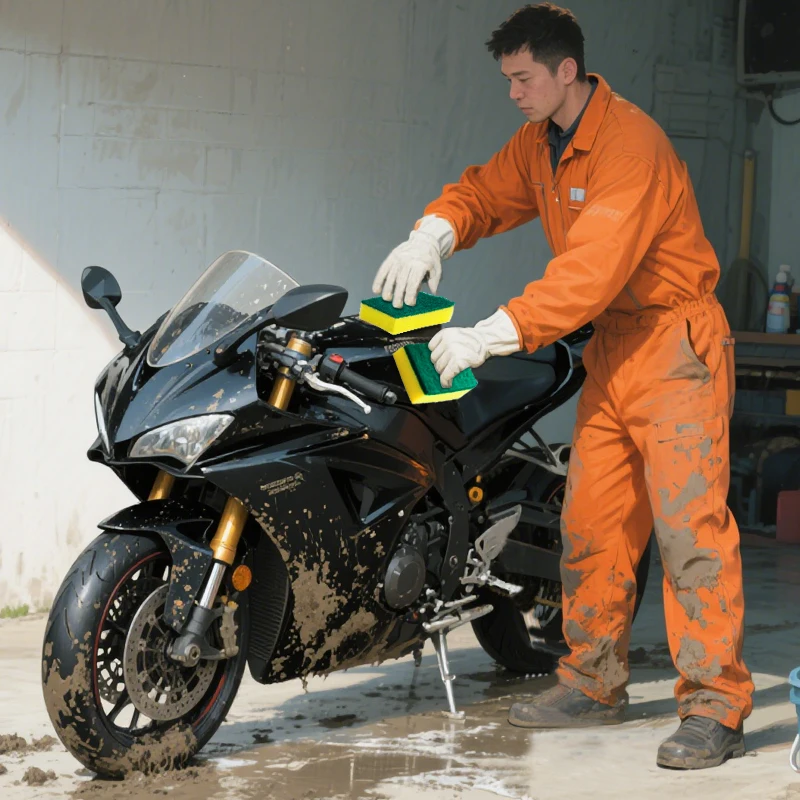 Double sided magic sponge for motorcycles, pots, and kitchens - heavy-duty grease cleaning sponge - Image 6