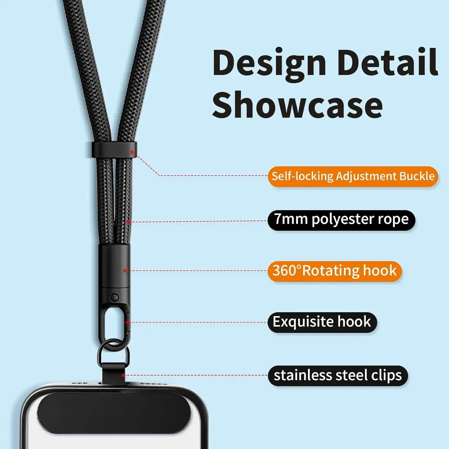 Universal Adjustable Mobile Phone Self-locking Anti-loss Lanyard for iPhone Samsung Short Wrist Strap Durable Cell Phone Strap - Image 3