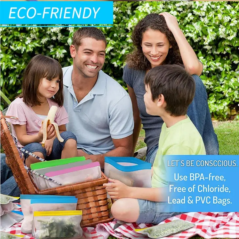 Reusable Silicone Food Bag Freezer Stand Up Food Storage Bag PEVA Bag Leakproof Containers Kitchen Fresh Bag Wrap Ziplock Bag - Image 5
