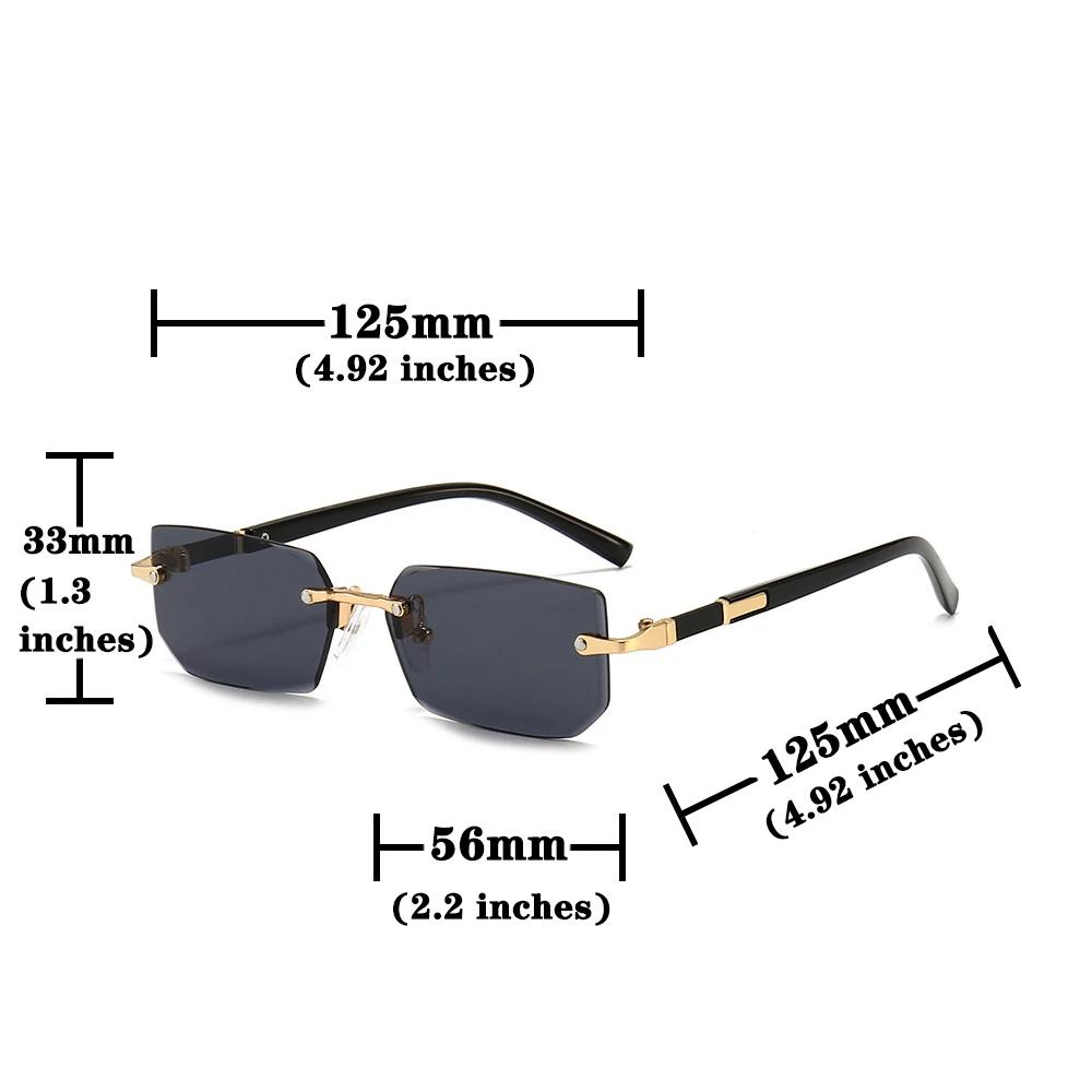 Rimless Sunglasses Rectangle Fashion Popular Women Men Shades Small Square Sun Glasses For Female Male Summer Traveling Oculos - Image 3