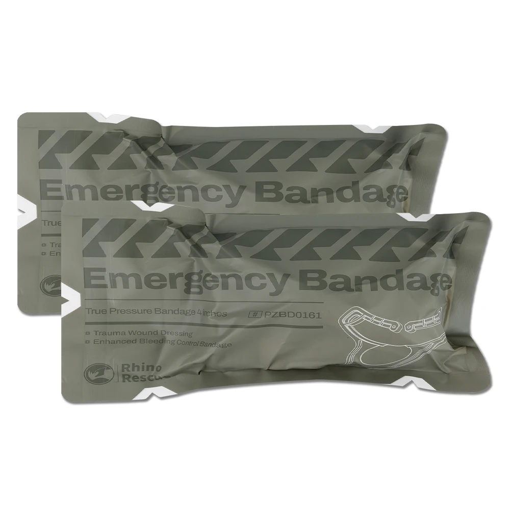 Rhino Rescue 4 Inch Pressure Emergency Bandage Compression Trauma Wound Dressing, Medical Combat First Aid Kit IFAK New Design