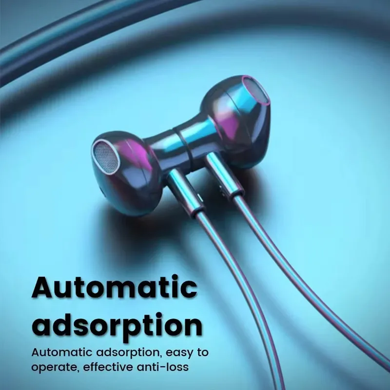 Wireless Earphones 5.3 Neckband Headphones Gaming LED Display Stereo Sports Headset Halter Waterproof Magnetic Earbuds - Image 5