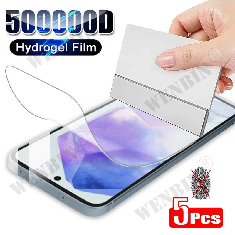 5 Pcs Full Cover Hydrogel Film For Samsung S25 S24 S23 Ultra Plus S24 FE Galaxy A56 A55 A36 A35 A16 A15 Screen Protector
