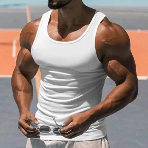 2024 New Men’s Pure Cotton Tight Vest Casual Sports Tank Tops Middle-aged Sleeveless Basic Tops Quick Drying Bodybuilding Vest