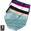 Plus Size Underwear Women’s Panties Ice Silk Solid Color Ladies Seamless Underpants Girls Briefs Breathable Sexy Lingerie Female