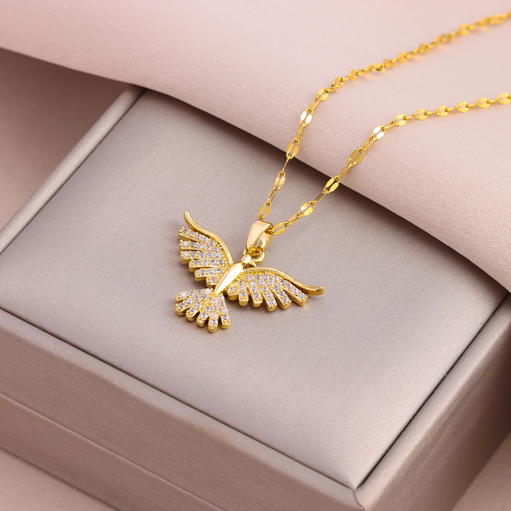 New Sparkly 18K Gold Plated Vintage Phoenix Pendant Necklaces For Women Retro Style Female Daily Wear Stainless Steel Neck Chain - Image 2