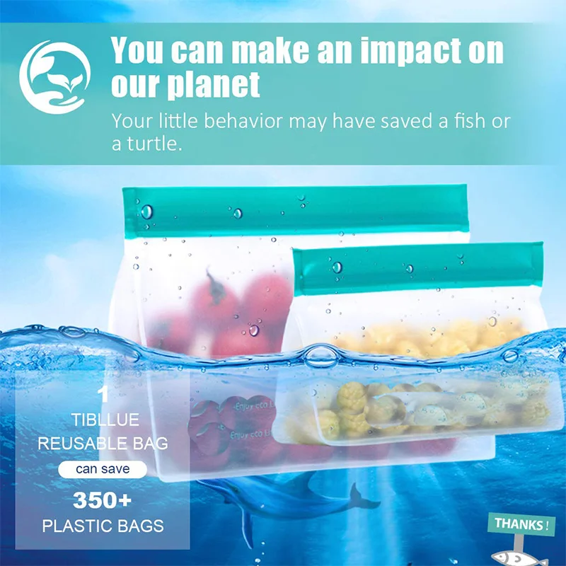 Reusable Silicone Food Bag Freezer Stand Up Food Storage Bag PEVA Bag Leakproof Containers Kitchen Fresh Bag Wrap Ziplock Bag - Image 3