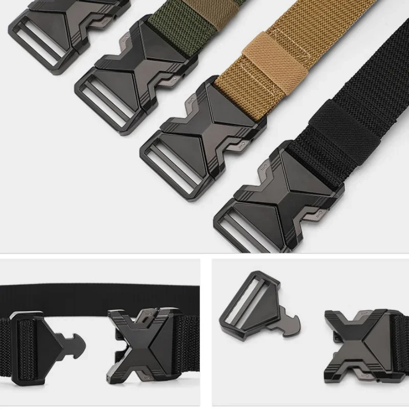 The New Men's 125cm Buckle Belt Nylon Braided Lightweight Breathable Daily Commuter Men's Belt - Image 3