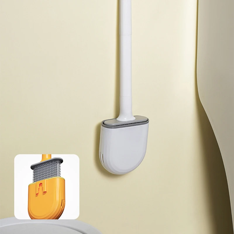 1 Wall Hanging Long Handle Toilet Brush, Silicone Cleaning Brush, Durable, Easy To Clean, Suitable For Bathroom, Toilet Cleaning - Image 3