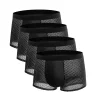 4pcs Men’s Underwear Ice Silk Mesh Men Boxershorts Plus Size Panties Solid Sexy Men Boxer Summer Breathable Intimate Underpants