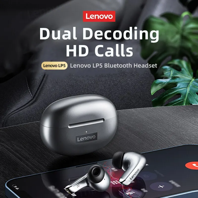 Lenovo LP5 Wireless Bluetooth Earbuds Stereo HiFi Music Earphones Headphones Sports Waterproof TWS Headset With Mic Earbuds New - Image 2