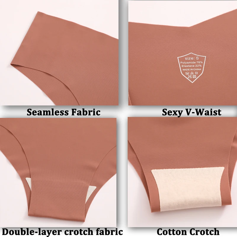 6PCS Women Seamless Panties Ice Silk Ultra Thin Briefs Sexy V Waist Underwear Female Breathable Lingerie Low Rise Underpants - Image 5