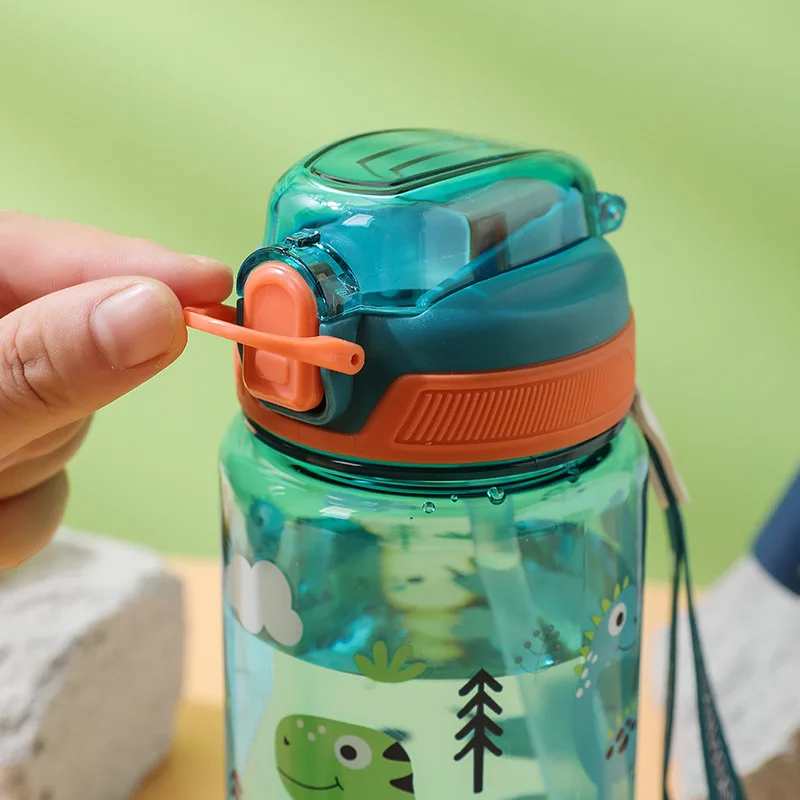 600ml Cartoon Animal Water Bottle Portable Safety Lock Cute Straw Cup Kids Leak-proof Drinking Jug For Outdoor Camping Travel - Image 4