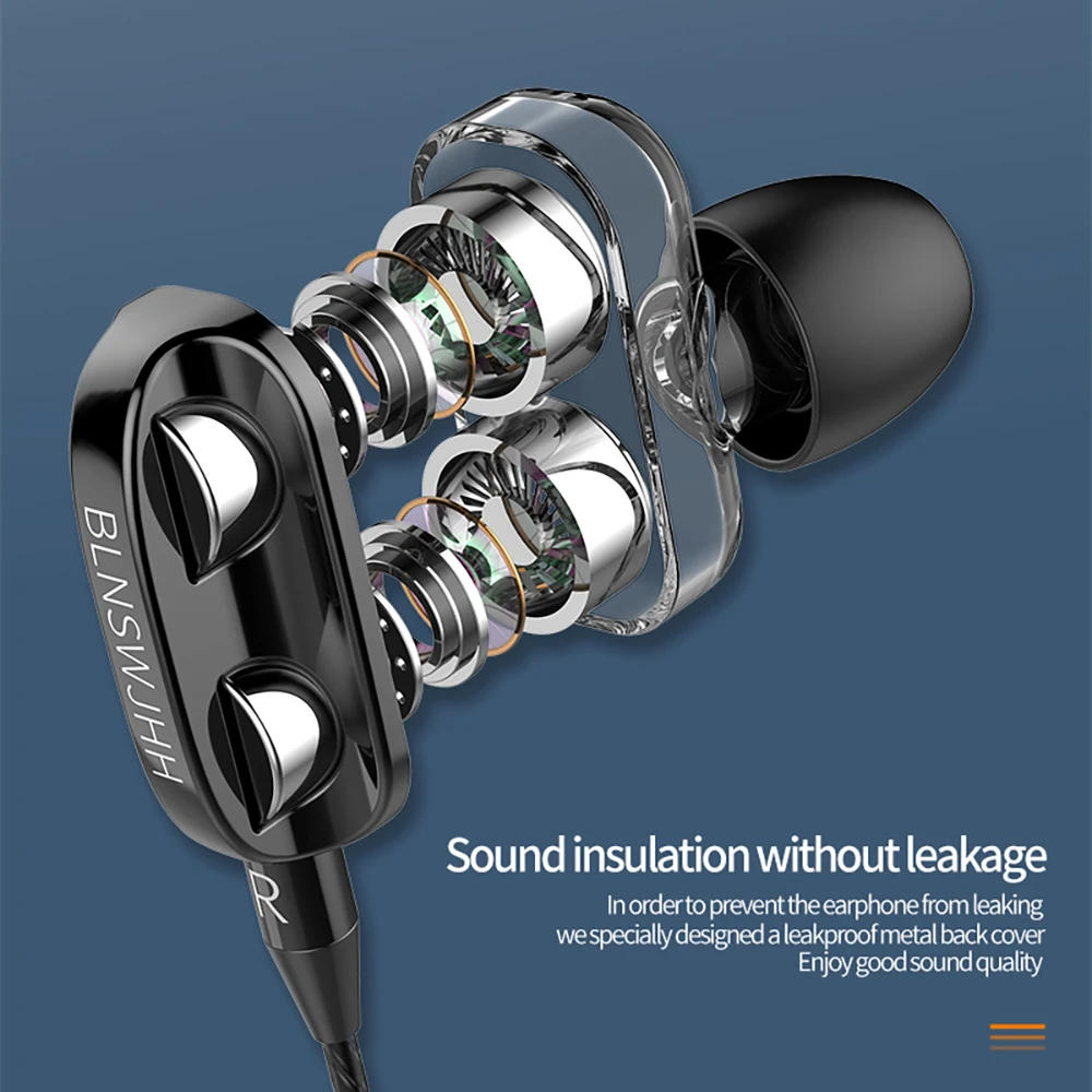 3.5mm Wired Headphones Noise Canceling In-Ear Sports Earphone Dual Driver Bass Stereo Gaming Headset HiFi Music Earbuds With Mic - Image 3
