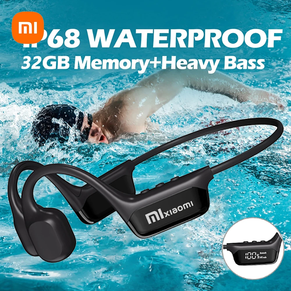 XIAOMI MIJIA Swimming Bone Conduction Earphones Bluetooth Wireless Hifi Headphone IPX8 Waterproof 32GB MP3 Player Mic Headset