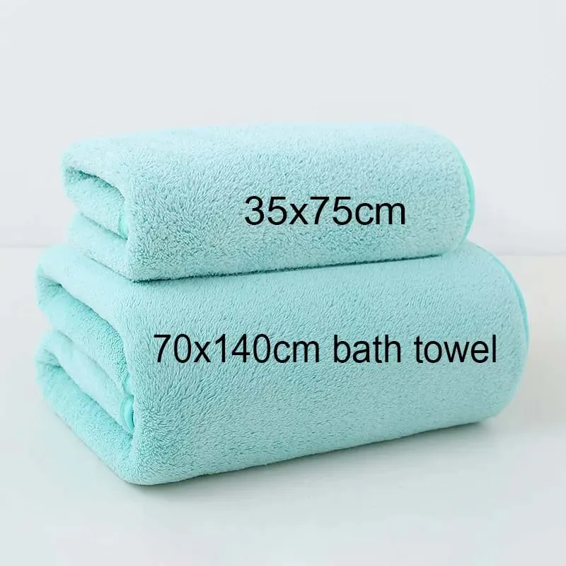 Coral Fleece Thickened Towel and Bath Towel Set, Solid Color, Soft and Absorbent, Suitable for Home Gym Face Washing Towels - Image 2