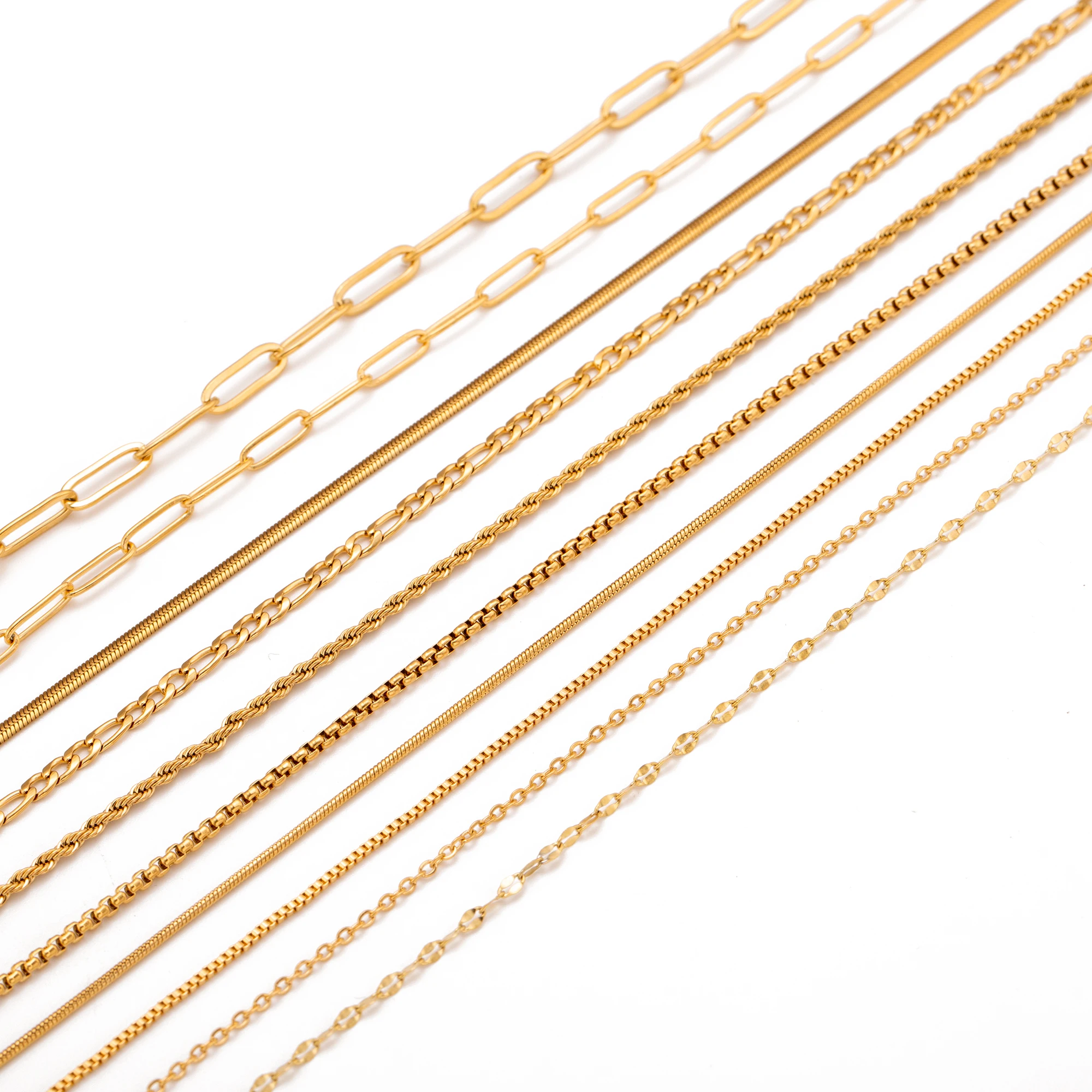 5pc 18K Gold Color PVD Plated Stainless Steel Cuba Cross O Ripple Twisted Chain Necklace Adjustable Chain DIY Necklace Wholesale - Image 3