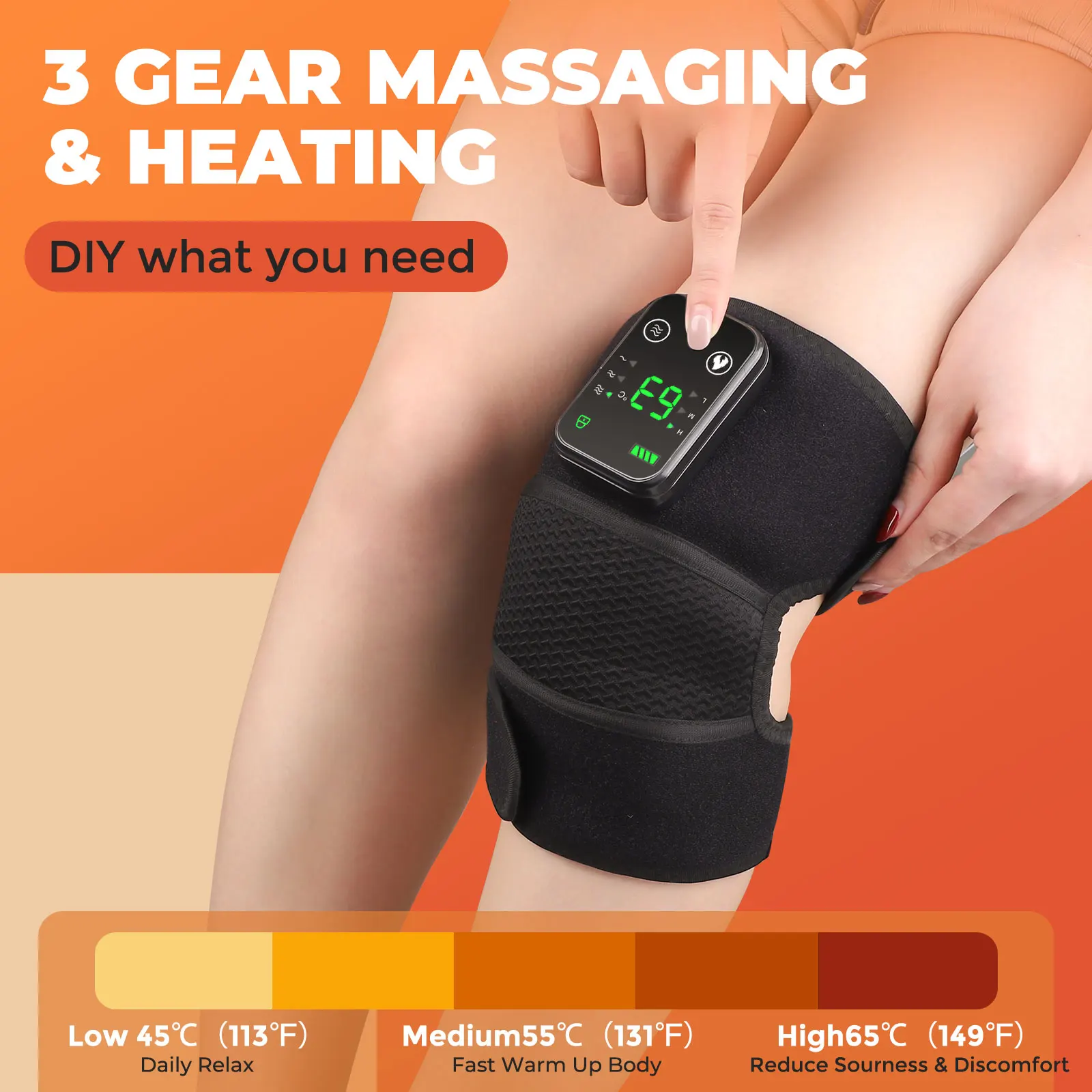 Electric Heated Vibration Knee Massage Pad 3 in 1 Massager for Shoulder Elbow Hot Compress Thermal Joint Brace Muscle Relaxation - Image 3