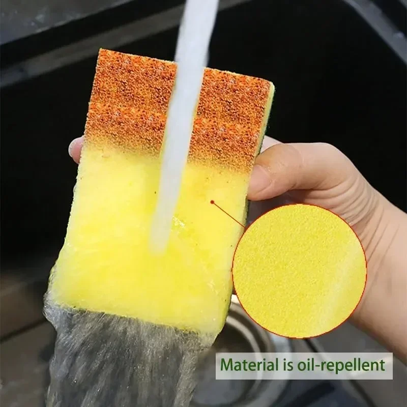 100/1Pcs Kitchen Dishwashing Soft Sponge Absorbent Clean Rub Pot Rust Scouring Pad Removing Kits Household Cleaning Brush Sponge - Image 3