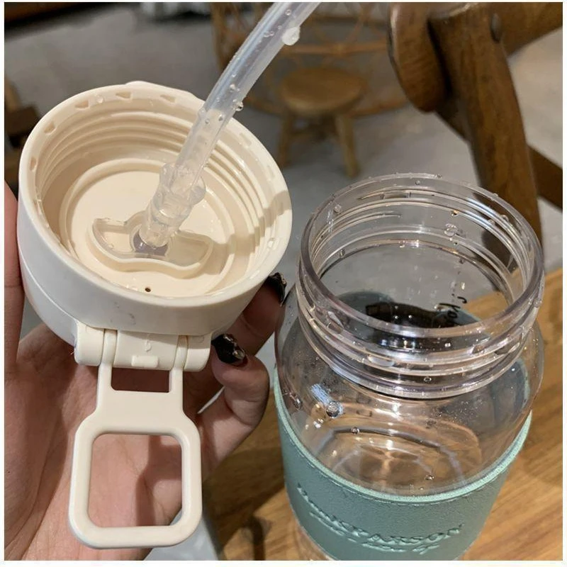 500ml Creative Water Bottle with Straw Portable Plastic Pop-Up Cover Water Cup for School Kids Leak-Proof Cute Drinking Bottle - Image 4