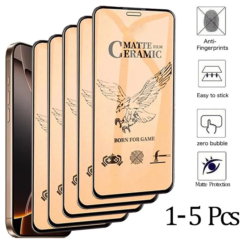 Matte Screen Protector For iPhone 17 16 15 14 13 12 11 Pro Ceramic Soft Glass for iPhone 17 Pro Max ceramic film
