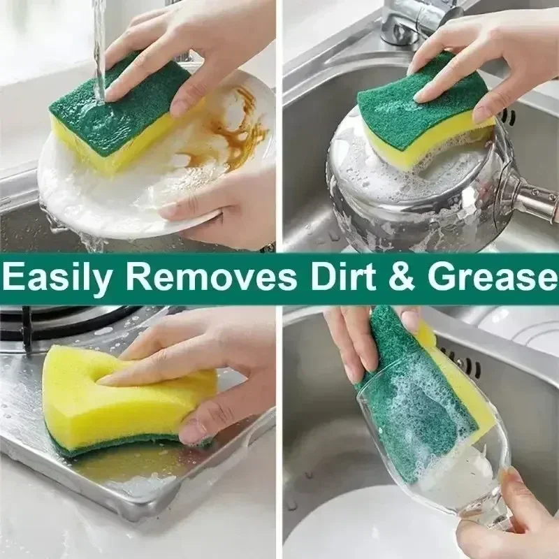 100/1Pcs Kitchen Dishwashing Soft Sponge Absorbent Clean Rub Pot Rust Scouring Pad Removing Kits Household Cleaning Brush Sponge - Image 6