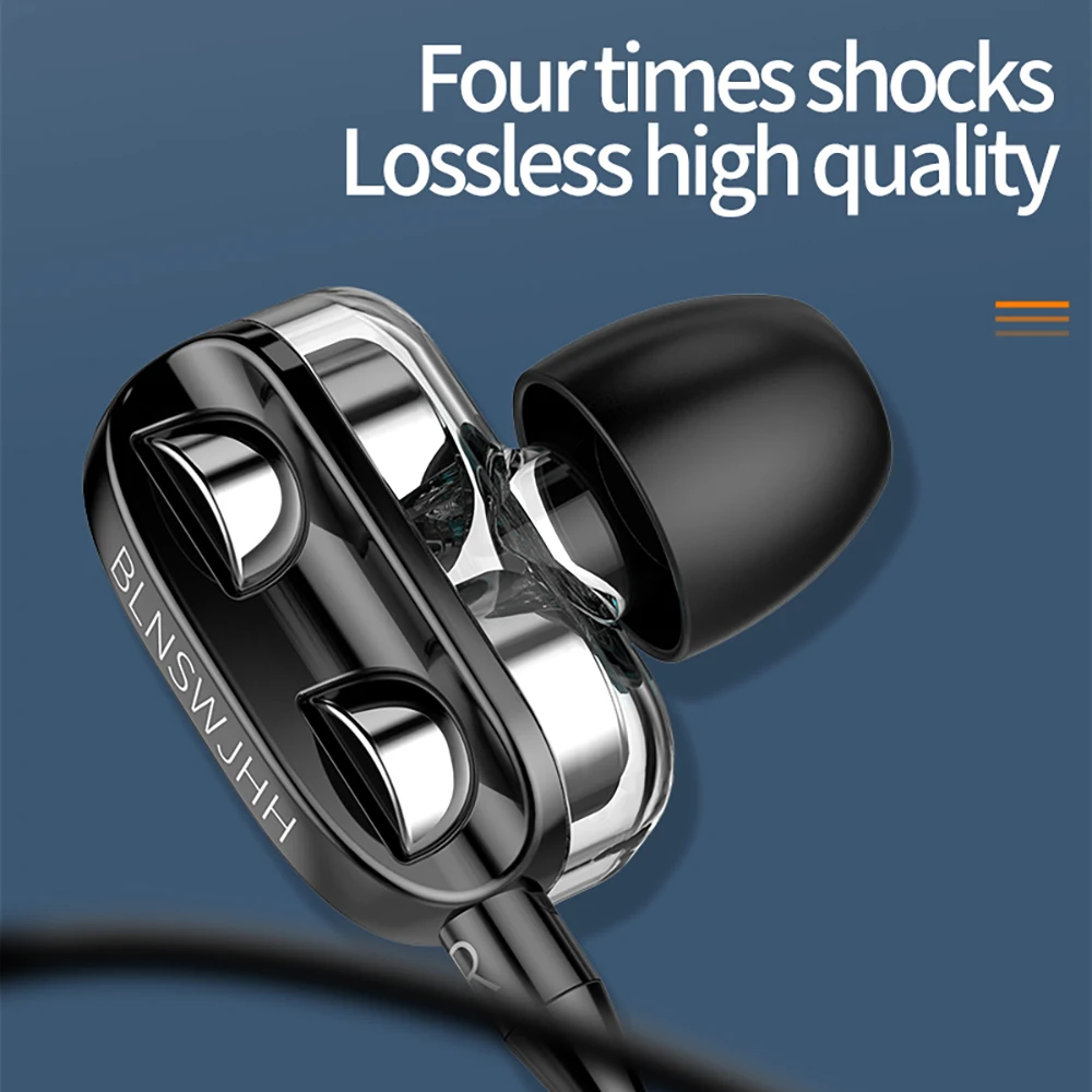 3.5mm Wired Headphones Noise Canceling In-Ear Sports Earphone Dual Driver Bass Stereo Gaming Headset HiFi Music Earbuds With Mic - Image 2