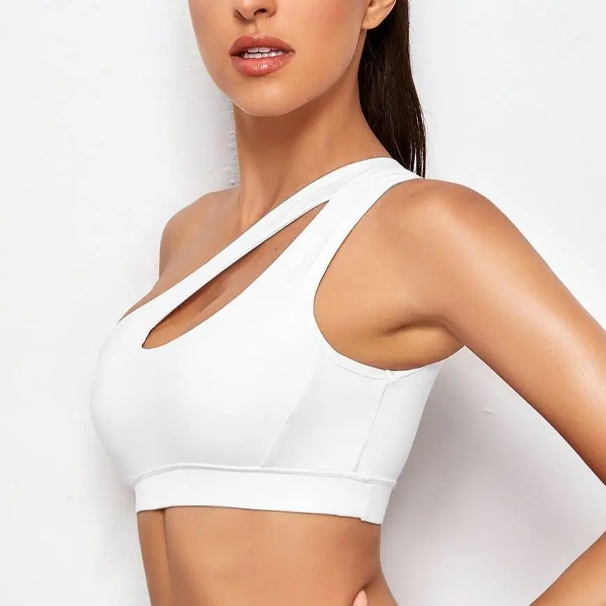 Women Sports Bra Push Up Fitness Bras One Shoulder Shockproof Yoga Bra Black White Yoga Running Bra Sexy Vest - Image 3