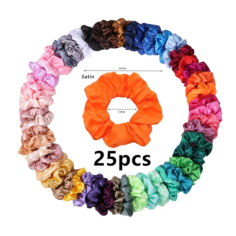 25/10//6pcs Satin Scrunchies Girls Elastic Hair Band Ponytail Holder Ties Rubber Bands Fashion Women Accessories Solid Scrunchy - Image 2