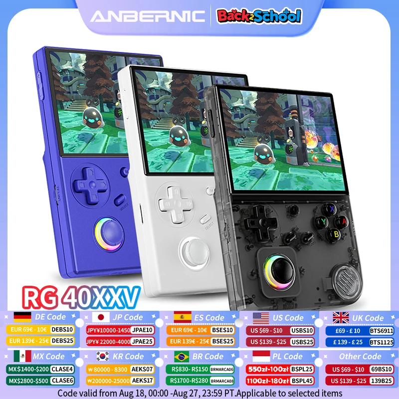 ANBERNIC RG40XXV Retro Handheld Game Console 4'' IPS Screen RGB Joystick Video E-book Player Supports WIFI Streaming HDMI Output