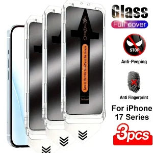 3Pcs Privacy Full Screen Protector for iPhone 17 16 15 14 Pro Max 17 Air 16 15 Plus 13 12 11 Pro XS XR Easy Installation Glass