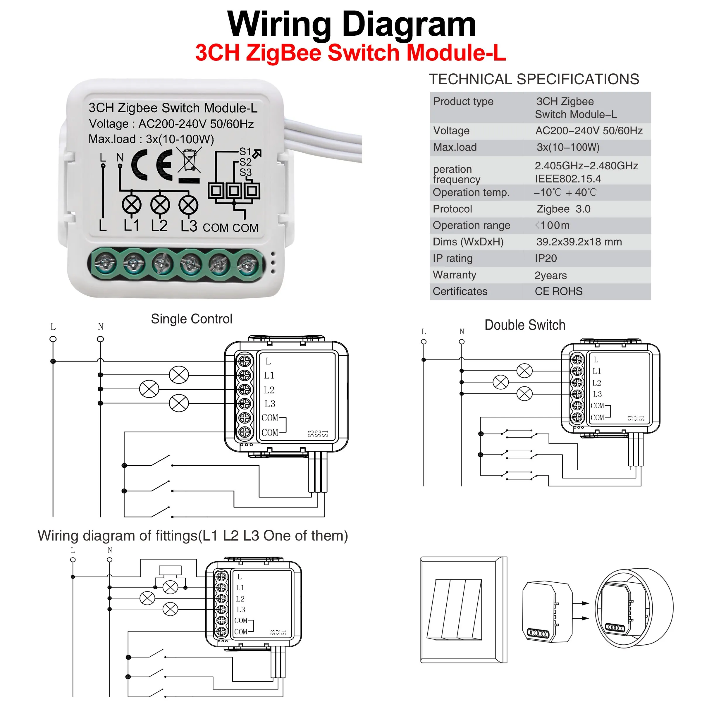 GIRIER Tuya ZigBee 3.0 Smart Switch Module No Neutral Wire Required Smart Home DIY Light Breaker Works with Alexa Google Home - Image 5