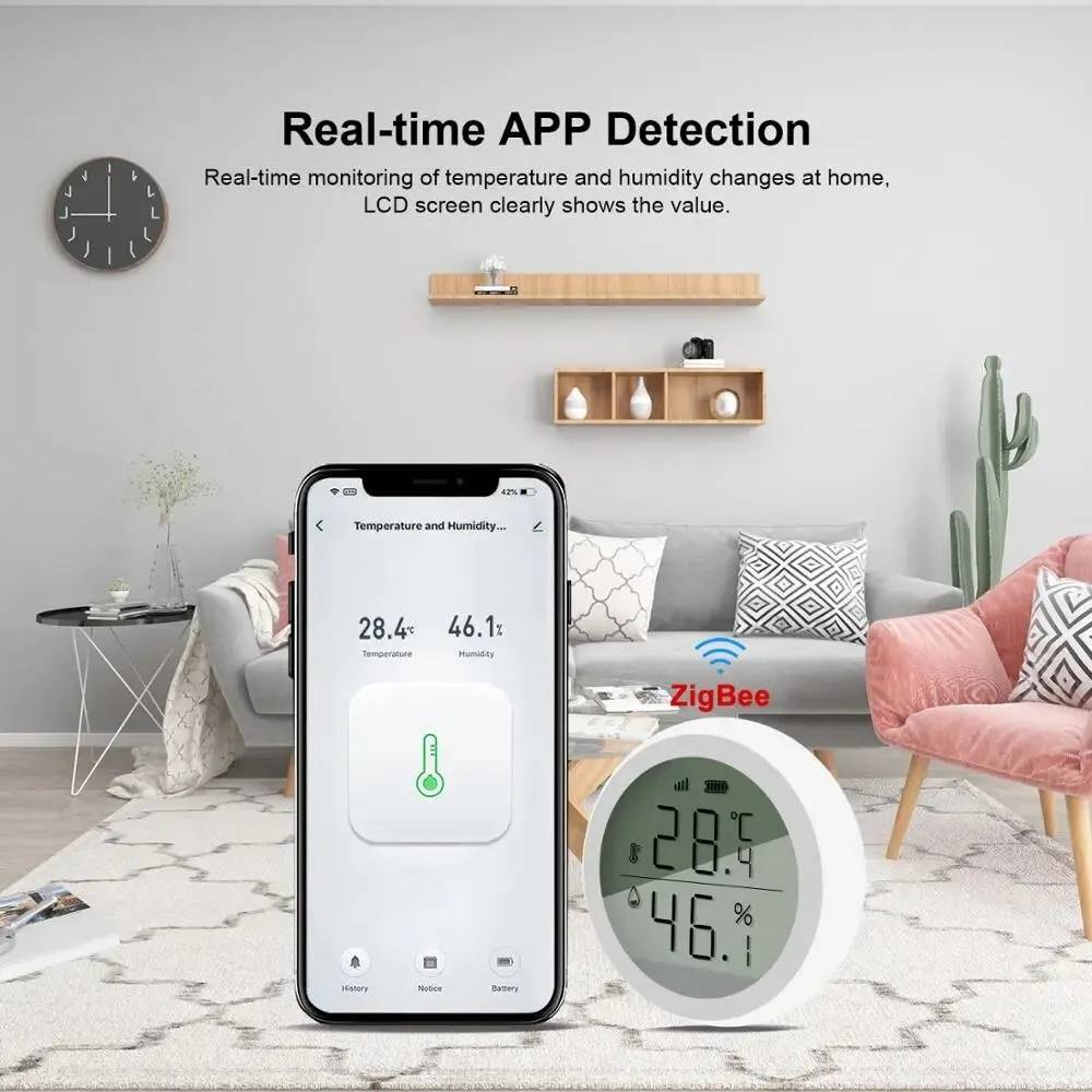 Tuya Smart ZigBee Thermometer Home Indoor Temperature And Humidity Sensor With LCD Display APP Voice Control Alexa Google Home - Image 2