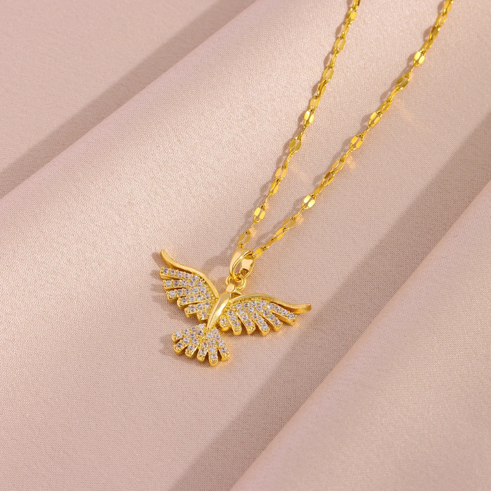 New Sparkly 18K Gold Plated Vintage Phoenix Pendant Necklaces For Women Retro Style Female Daily Wear Stainless Steel Neck Chain - Image 5