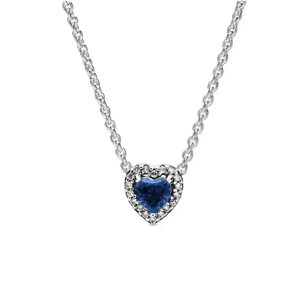 Colorful Heart Shaped Pendants Necklace Original 925 Sterling Silver Elevated Heart Necklace Lover's Holiday Fine Jewelry Gift - Image 2