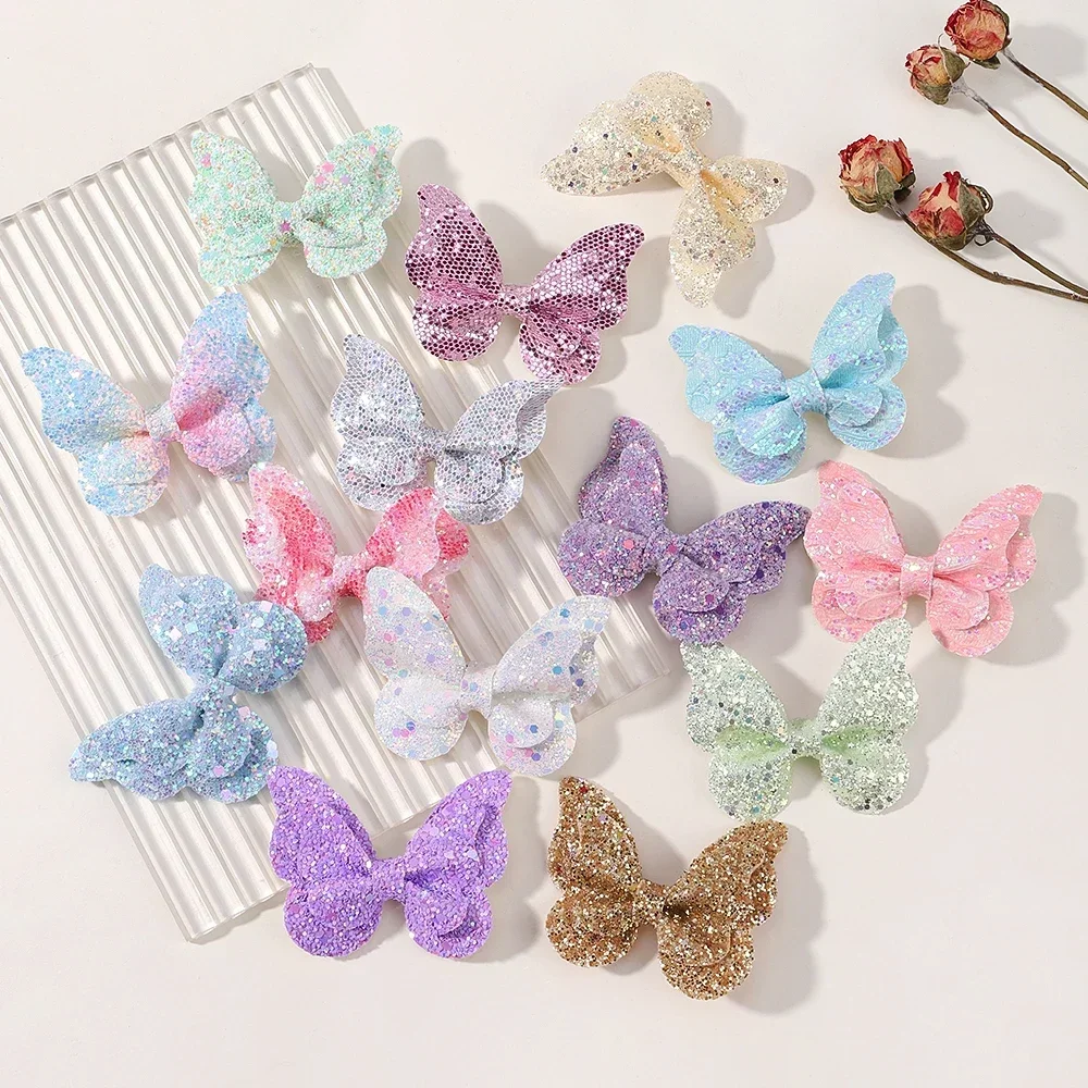 2/4/5Pcs Girls Cute Sequins Double Butterfly Hair Clip Bow Hairpins DIY Headwear Bow Decor Hairgrip Toddler Hair Accessories - Image 3